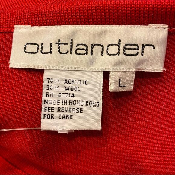 VTG Outlander Red Wool/blend Sheath Dress Deep Plunge Back Long Sleeves L NWT - Picture 8 of 10